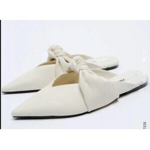 NWT Zara MULES Shoe WITH KNOT Size 7.5 US Color Off-white